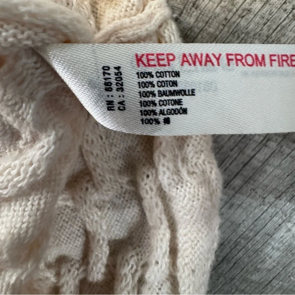 Free People Extra Textured Creme Pullover Crew Neck Sweater Womens Sz. M